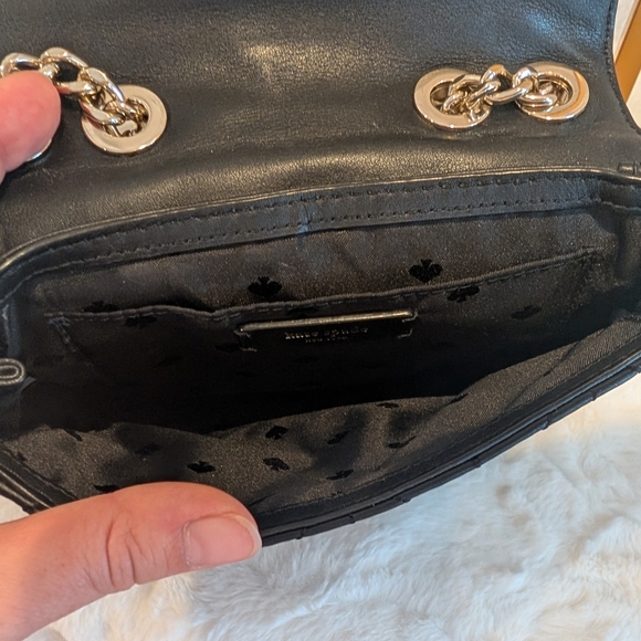 Kate Spade Black Quilted Shoulder Crossbody Bag EUC Adjustable chain Strap - Picture 10 of 10